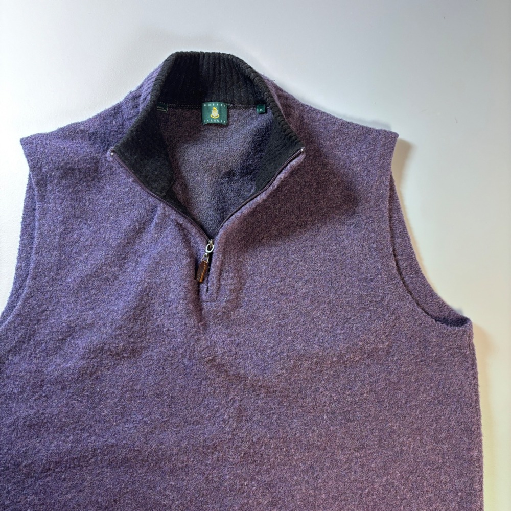 Robert Talbott Mens Quarter Zip Sweater‎ Vest Purple Wool Blend Size Medium
